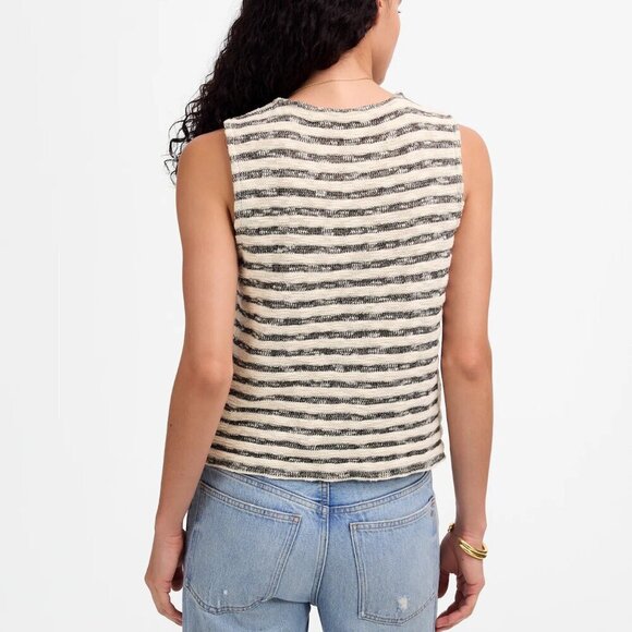 Madewell Crewneck Button Front Sweater Vest Stripe Size L NWT - Picture 4 of 9